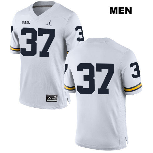 Men's NCAA Michigan Wolverines Dane Drobocky #37 No Name White Jordan Brand Authentic Stitched Football College Jersey XJ25U43ER
